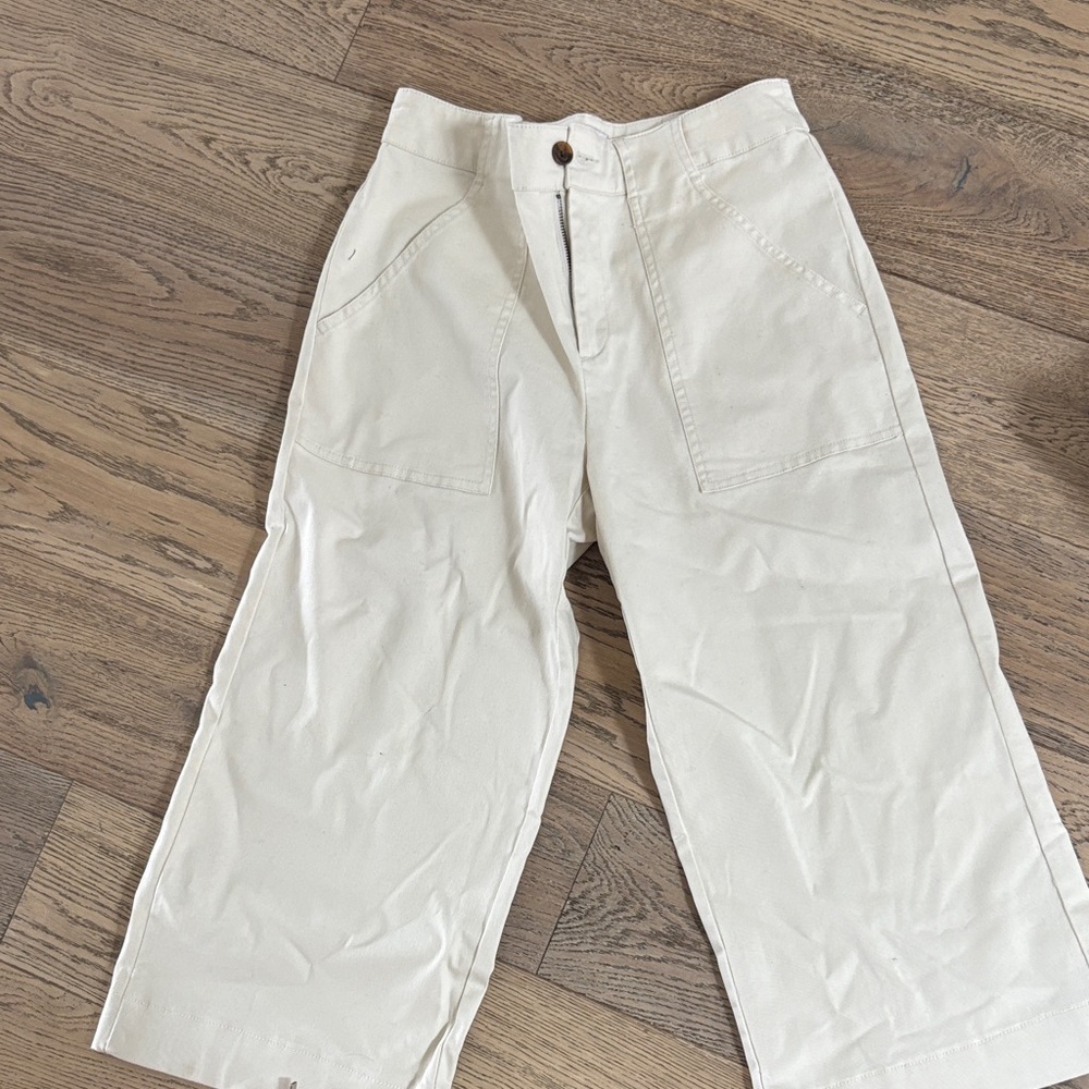 Cream Wide-Leg Pants